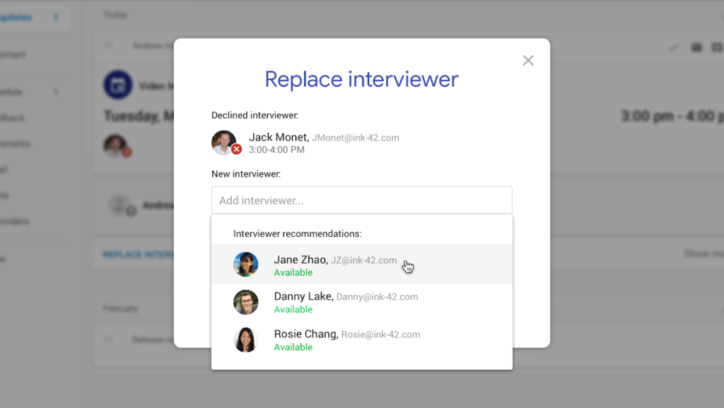 Google Hire Replace Interviewer