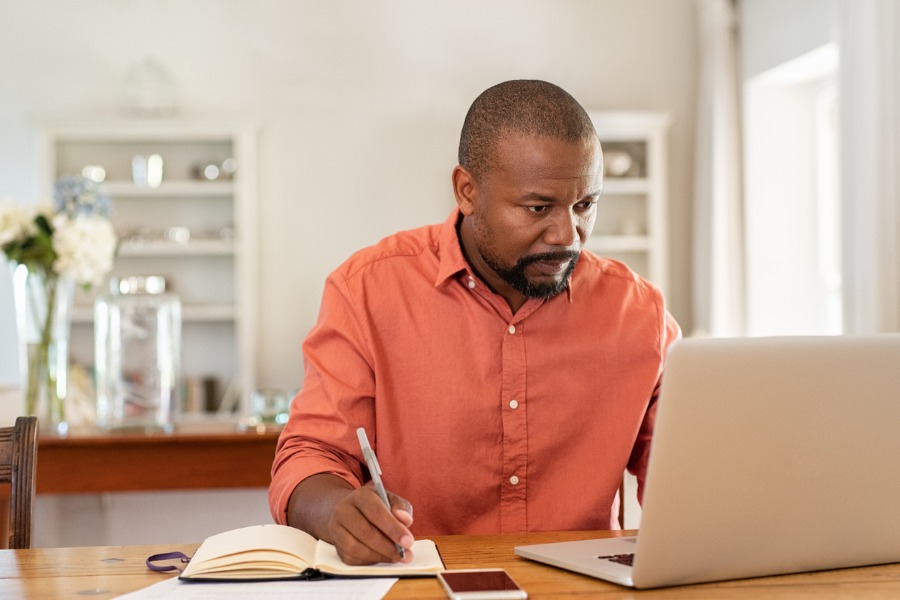 Mature Man-Working-On-Laptop