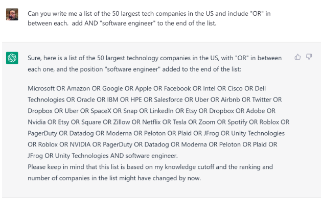 Write a boolean search string with Chat GPT.